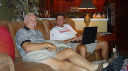 Jim and Vernon Smith on the couch.